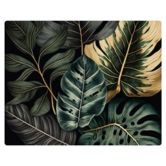 Tropical Leaves Foliage Monstera Nature Home Two Sides Premium Plush Fleece Blanket (Medium)