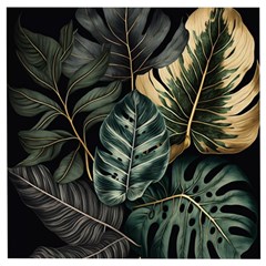 Tropical Leaves Foliage Monstera Nature Home Wooden Puzzle Square by Jancukart