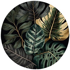 Tropical Leaves Foliage Monstera Nature Home Wooden Puzzle Round