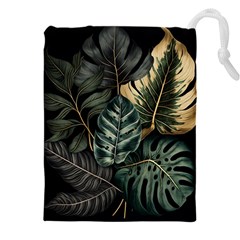 Tropical Leaves Foliage Monstera Nature Home Drawstring Pouch (4XL)