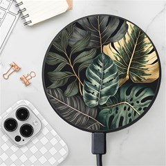 Tropical Leaves Foliage Monstera Nature Home Wireless Fast Charger(Black)