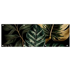 Tropical Leaves Foliage Monstera Nature Home Banner And Sign 9  X 3  by Jancukart