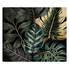 Tropical Leaves Foliage Monstera Nature Home Premium Plush Fleece Blanket (Small)