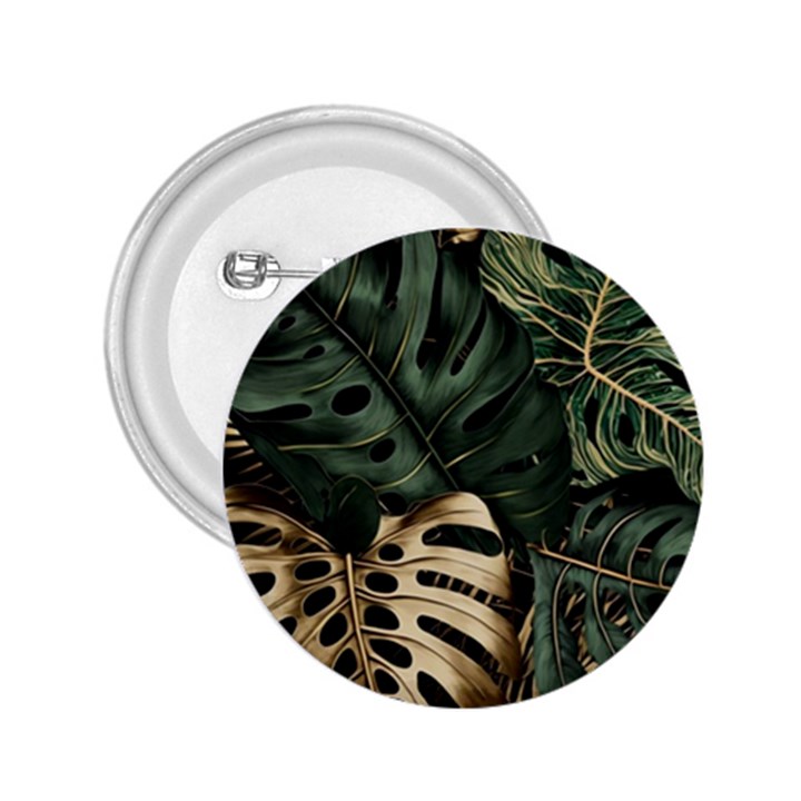 Tropical Leaves Foliage Monstera Nature Home Art 2.25  Buttons