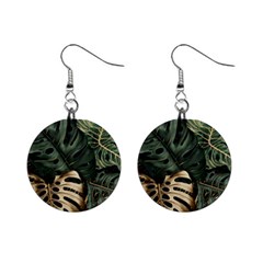 Tropical Leaves Foliage Monstera Nature Home Art Mini Button Earrings by Jancukart