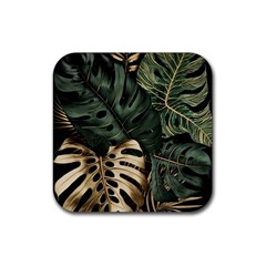 Tropical Leaves Foliage Monstera Nature Home Art Rubber Coaster (square) by Jancukart