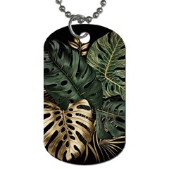 Tropical Leaves Foliage Monstera Nature Home Art Dog Tag (two Sides) by Jancukart