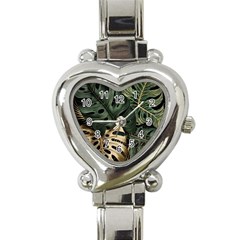 Tropical Leaves Foliage Monstera Nature Home Art Heart Italian Charm Watch by Jancukart