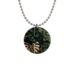 Tropical Leaves Foliage Monstera Nature Home Art 1  Button Necklace by Jancukart