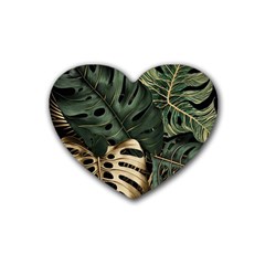 Tropical Leaves Foliage Monstera Nature Home Art Rubber Coaster (heart) by Jancukart