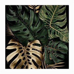 Tropical Leaves Foliage Monstera Nature Home Art Medium Glasses Cloth by Jancukart