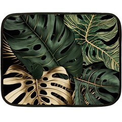 Tropical Leaves Foliage Monstera Nature Home Art Fleece Blanket (mini) by Jancukart