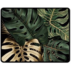 Tropical Leaves Foliage Monstera Nature Home Art Fleece Blanket (medium) by Jancukart