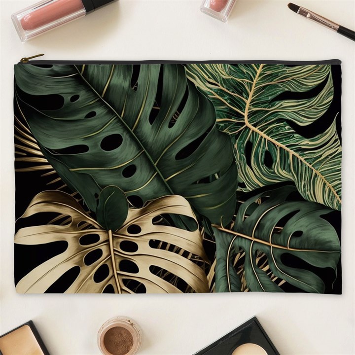 Tropical Leaves Foliage Monstera Nature Home Art Cosmetic Bag (XXXL)