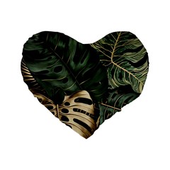 Tropical Leaves Foliage Monstera Nature Home Art Standard 16  Premium Heart Shape Cushions