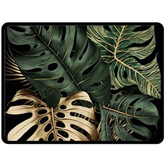 Tropical Leaves Foliage Monstera Nature Home Art Two Sides Fleece Blanket (Large)