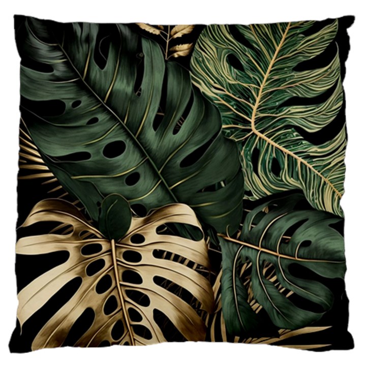 Tropical Leaves Foliage Monstera Nature Home Art Standard Premium Plush Fleece Cushion Case (Two Sides)