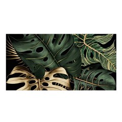 Tropical Leaves Foliage Monstera Nature Home Art Satin Shawl 45  X 80  by Jancukart