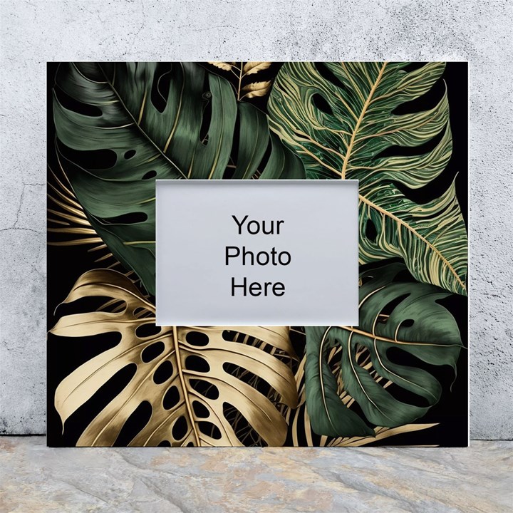 Tropical Leaves Foliage Monstera Nature Home Art White Wall Photo Frame 5  x 7 