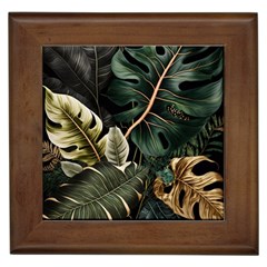 Tropical Leaves Foliage Monstera Nature Home Pattern Framed Tile