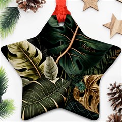 Tropical Leaves Foliage Monstera Nature Home Pattern Ornament (Star)