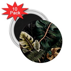 Tropical Leaves Foliage Monstera Nature Home Pattern 2.25  Magnets (10 pack) 