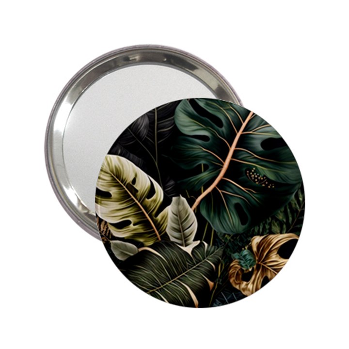 Tropical Leaves Foliage Monstera Nature Home Pattern 2.25  Handbag Mirrors