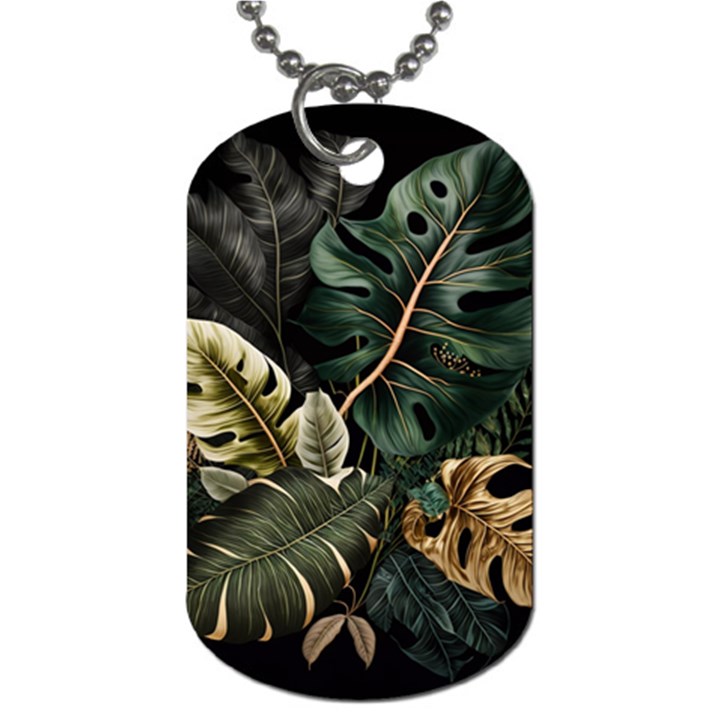 Tropical Leaves Foliage Monstera Nature Home Pattern Dog Tag (One Side)