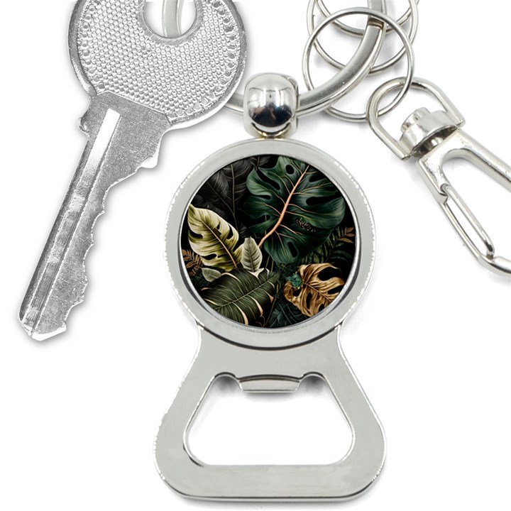 Tropical Leaves Foliage Monstera Nature Home Pattern Bottle Opener Key Chain