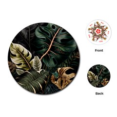 Tropical Leaves Foliage Monstera Nature Home Pattern Playing Cards Single Design (round)