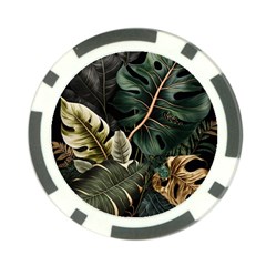 Tropical Leaves Foliage Monstera Nature Home Pattern Poker Chip Card Guard