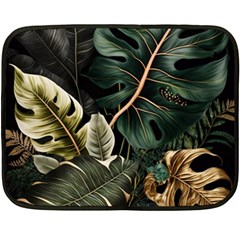 Tropical Leaves Foliage Monstera Nature Home Pattern Fleece Blanket (Mini)