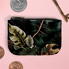 Tropical Leaves Foliage Monstera Nature Home Pattern Mini Coin Purse