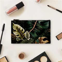 Tropical Leaves Foliage Monstera Nature Home Pattern Cosmetic Bag (small)