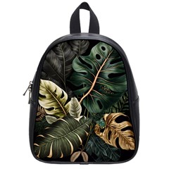 Tropical Leaves Foliage Monstera Nature Home Pattern School Bag (small)