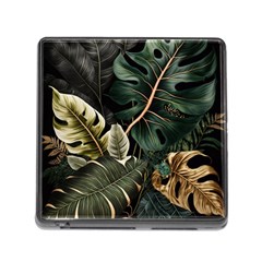 Tropical Leaves Foliage Monstera Nature Home Pattern Memory Card Reader (square 5 Slot)