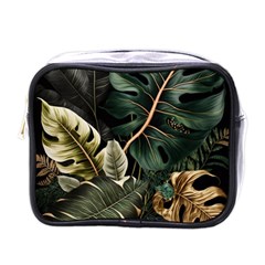 Tropical Leaves Foliage Monstera Nature Home Pattern Mini Toiletries Bag (one Side)