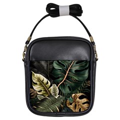 Tropical Leaves Foliage Monstera Nature Home Pattern Girls Sling Bag