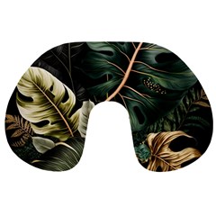 Tropical Leaves Foliage Monstera Nature Home Pattern Travel Neck Pillow