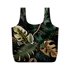 Tropical Leaves Foliage Monstera Nature Home Pattern Full Print Recycle Bag (M)