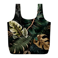 Tropical Leaves Foliage Monstera Nature Home Pattern Full Print Recycle Bag (l) by Jancukart