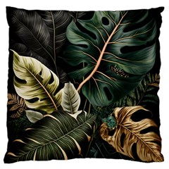 Tropical Leaves Foliage Monstera Nature Home Pattern Standard Premium Plush Fleece Cushion Case (Two Sides)