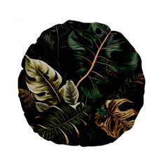 Tropical Leaves Foliage Monstera Nature Home Pattern Standard 15  Premium Flano Round Cushions