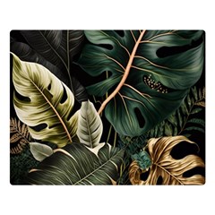 Tropical Leaves Foliage Monstera Nature Home Pattern Two Sides Premium Plush Fleece Blanket (Large)