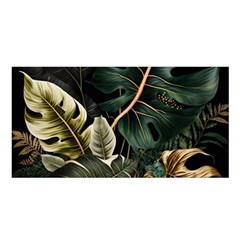 Tropical Leaves Foliage Monstera Nature Home Pattern Satin Shawl 45  X 80 