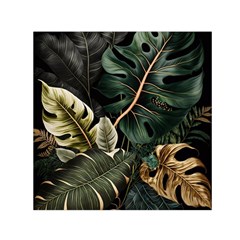 Tropical Leaves Foliage Monstera Nature Home Pattern Square Satin Scarf (30  X 30 ) by Jancukart