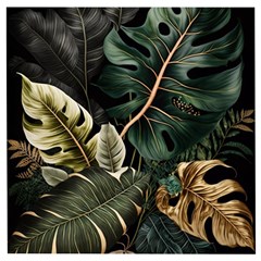 Tropical Leaves Foliage Monstera Nature Home Pattern Wooden Puzzle Square by Jancukart