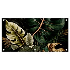 Tropical Leaves Foliage Monstera Nature Home Pattern Banner And Sign 4  X 2  by Jancukart