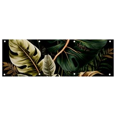 Tropical Leaves Foliage Monstera Nature Home Pattern Banner and Sign 9  x 3 