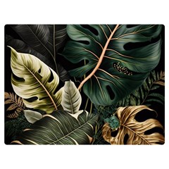 Tropical Leaves Foliage Monstera Nature Home Pattern Two Sides Premium Plush Fleece Blanket (extra Small)